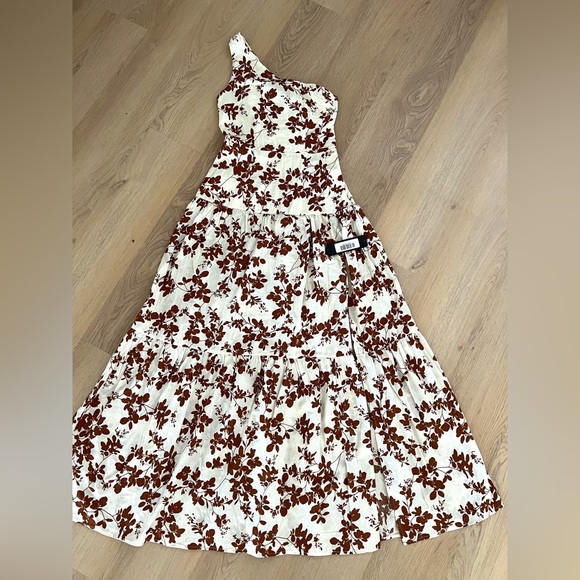 VICI women’s One Shoulder Flower Maxi Dress Front Slit Sz Small - Picture 7 of 9